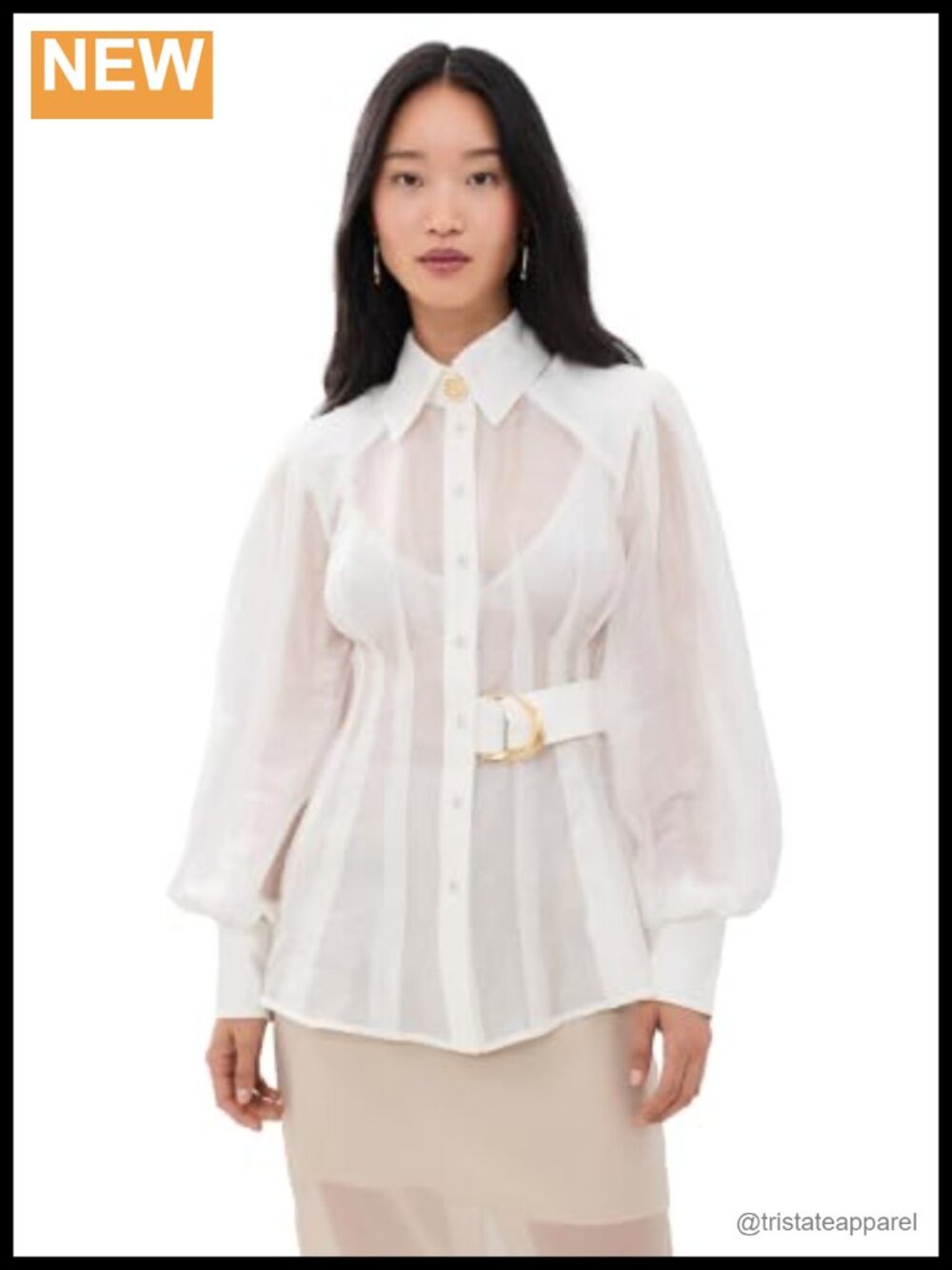 Aje Rosanna Button-Down Shirt Ivory
